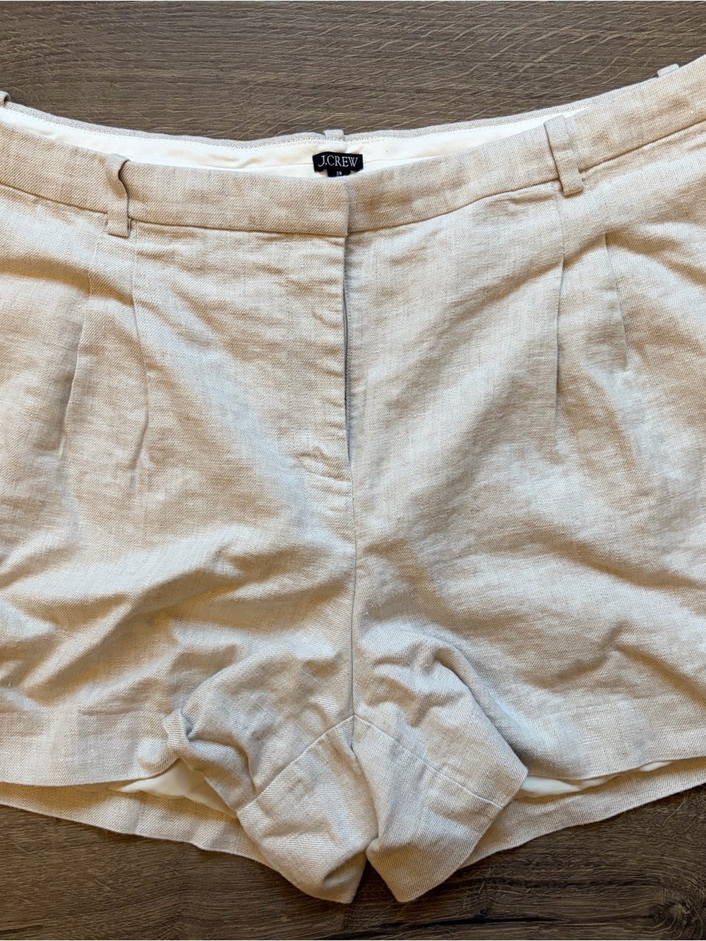 J. Crew Cream Linen-Blend High-Rise Shorts